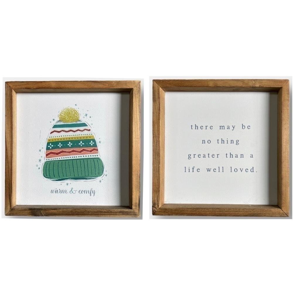 Decocrated Wood Sign Reversible Life Well Loved Beanie Warm & Comfy
